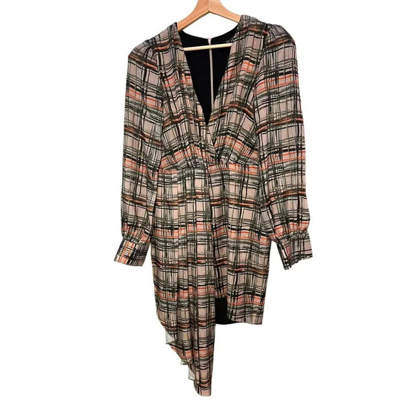 Patbo Plaid High Low Grey Multi Dress